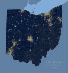 Ohio at Night Fine Art Print Map